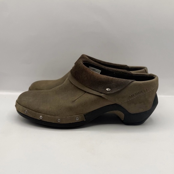 Merrell Clogs Womens Size 9 Brown Mules J56086 Drizzle Nubuck Leather Slip On - Picture 2 of 9
